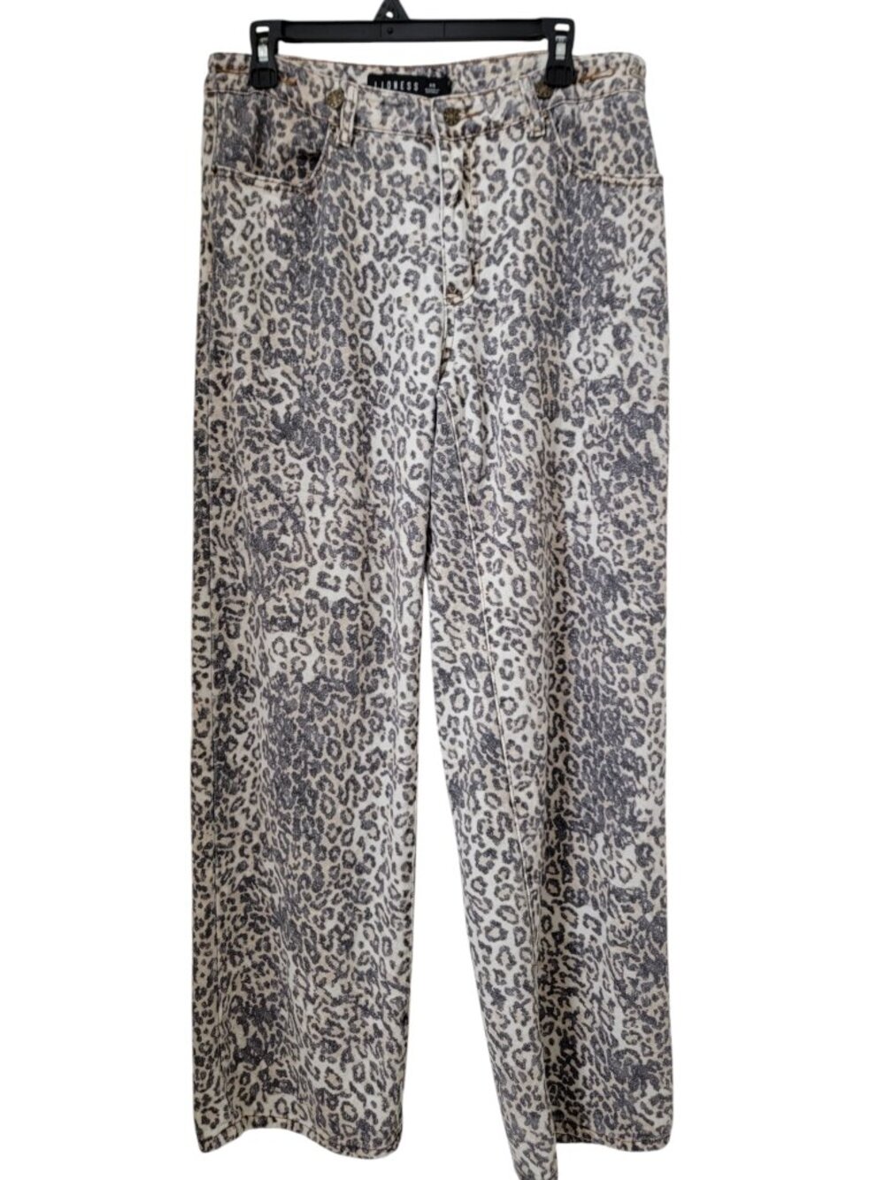 Lioness Size XS "She's All That" Leopard Fade Straight/Wide Leg Jeans